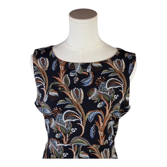 L.A. Soul Black Floral Sleeveless Fit & Flare Dress Size M Tie Back - Picture 2 of 9